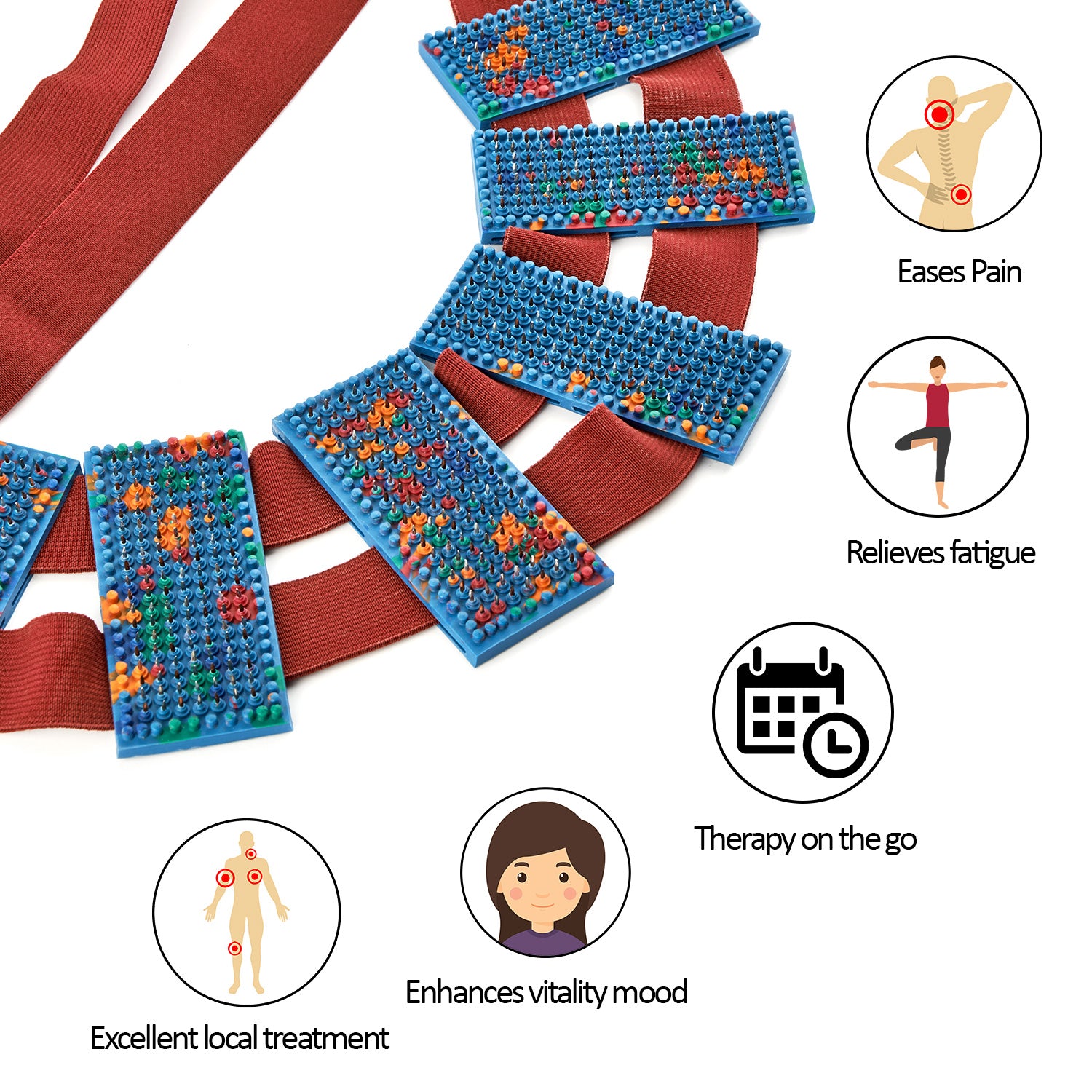 Acupressure belt for back pain and other Lyapko acupressure devices